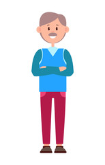 Cheerful Adult Man with Cute Mustache Color Banner