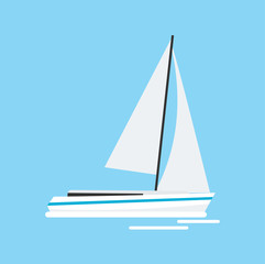 Yacht club and sailing sport. Sea travel. Vector illustration