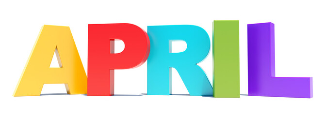 April colored text calendar background on white