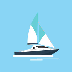 Yacht club and sailing sport. Sea travel. Vector illustration