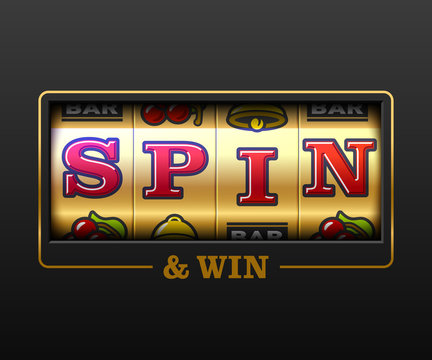 Spin and Win, slot machine games banner, gambling casino games, slot machine illustration with text Spin and Win