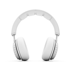 3D Rendering White headphones isolated on white background