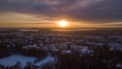 Winter sunset over Helsinki, Finland