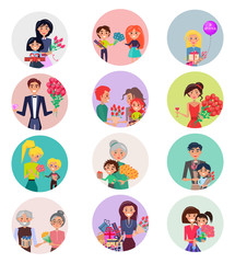 Concept of Female Getting Gifts from Male on White