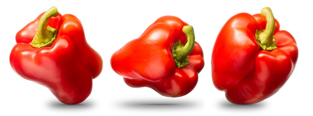 Collection of sweet red pepper isolated on white background