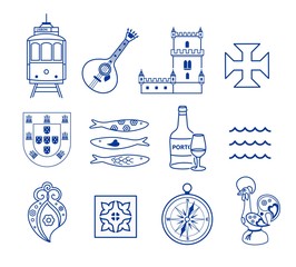 Portugese icon set vector