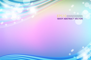 Vector illustration of Abstract Wavy Background with bokeh lights effect for business banner and advertising web design