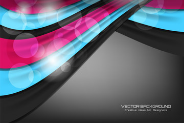 Vector illustration of Abstract Wavy Background with bokeh lights effect for business banner and advertising web design