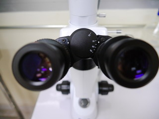 Laboratory equipment, Light microscope, zoom in optic lens