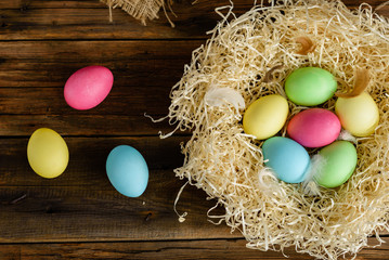 Easter eggs in the nest. It can be used as a background