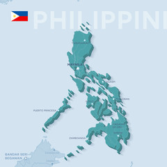 Verctor Map of cities and roads in Philippines.