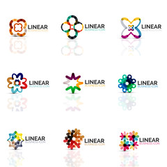 Set of geometric minimalistic abstract icons, stars and flowers, business fashion or beauty concept