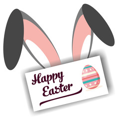 Happy Easter. rabbit with a card