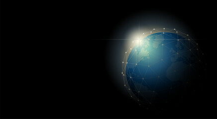 Environmental conservation and Globalization concept with Earth in polygonal sphere network , vector , illustration