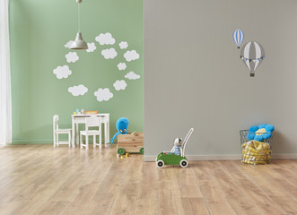 modern baby room new joy concept and decorative background cloud and parachute pattern.