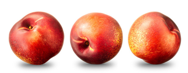 Collection of nectarine peach isolated on white background.