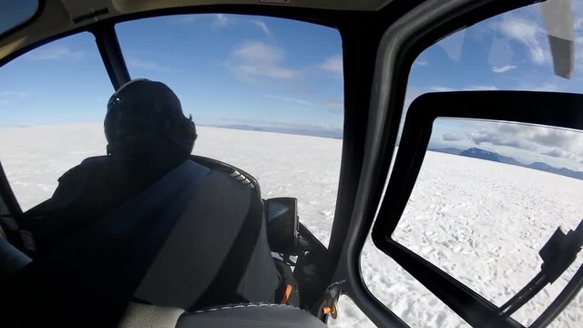 Helicopter tour in Iceland over glacier on holiday