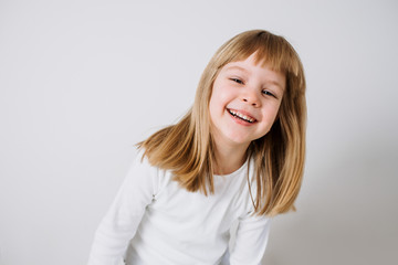 Cute little girl smiling. Close-up. © bnenin