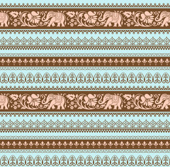 Seamless pattern with included pattern brushes. Ethic Southeast Asia style. 	