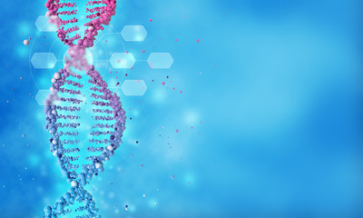 DNA double helix in a blue background