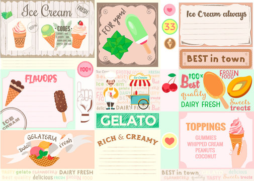 Plasemat Ice Cream theme for cafes, bars, restaurants.