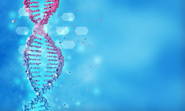 DNA Double Helix In A Blue Background