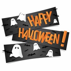 Obraz premium Happy Halloween card design elements on background, vector illustration