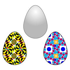 vector illustration of an egg with a different color and texture filling with a contour on a white background