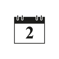 Calendar of date 2 black icon