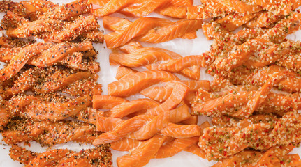 Lachs geraucht Lachszopf-Trio geräuchert veredelt Salmo salar