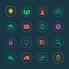 Colorful circle business icons set in vector format