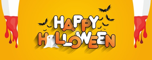 Happy Halloween card design elements on background, vector illustration