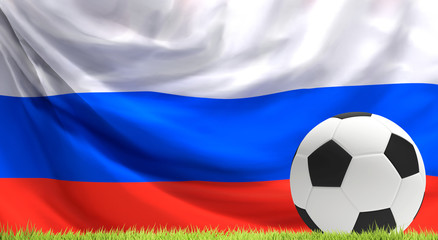 Fototapeta premium ball soccer football ball flag of Russia background 3D Rendering