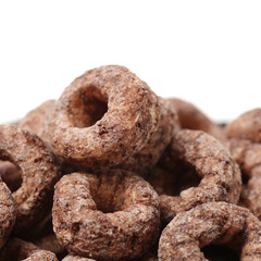 small chocolate sponges rings isolated on white background