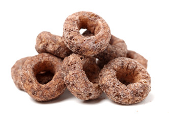 small chocolate sponges rings isolated on white background