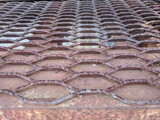rusted grate close up