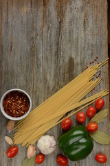 Italian Food Pasta Background with Cherry Tomato. Health lifestyle or vegetarian concept