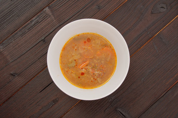 Vegetable soup with lentils and cabbage