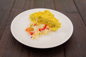 Vegetable pudding with tofu and couscous