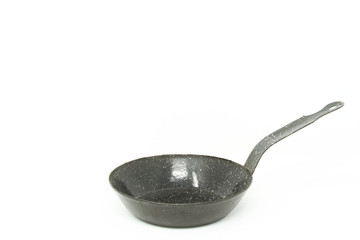 Small grey frying pan isolated on white.