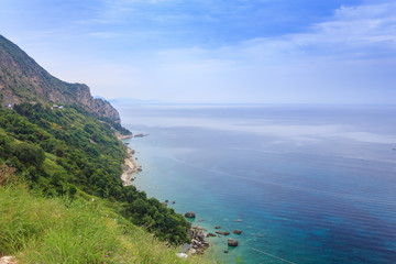 beautiful landscape, view of the green cliffs and the Adriatic sea