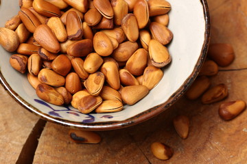 Pine nuts  background 