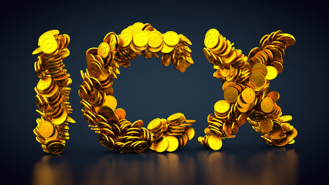 goldene M&uuml;nzen formen Kryptow&auml;hrung ICON