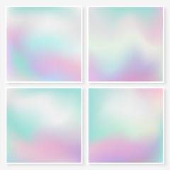 Holographic backgrounds set square textures purple pink