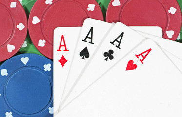 Poker Chips and Playing Cards.