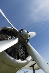 Detail of propeller motor on Antonov 2P colt plane at Texel Airport