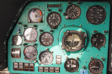Interior details of Mil Mi-8 helicopter cockpit