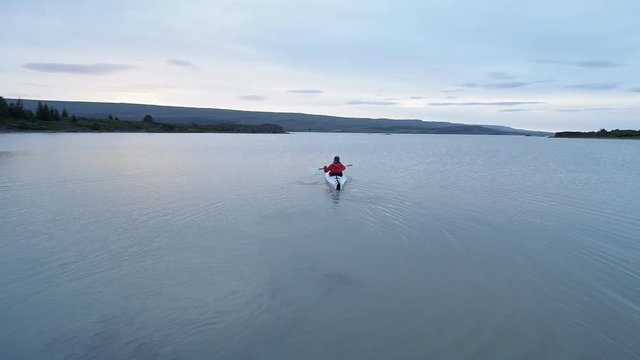 kayaking on peaceful river in Iceland