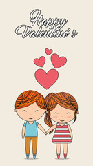 happy valentines boy gives message a girl love vector illustration