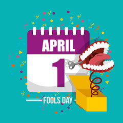 prank mouth in box calendar celebration april fools day vector illustration